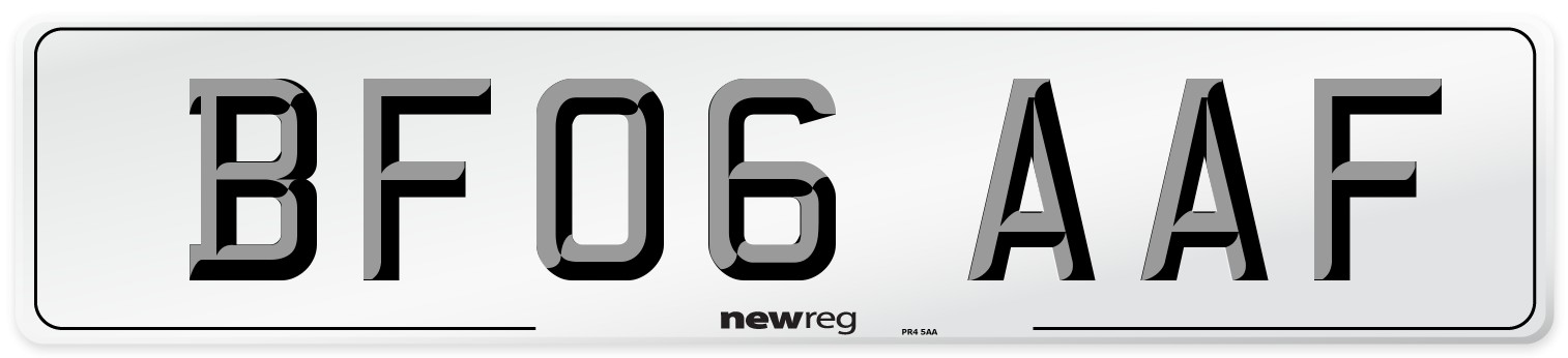 BF06 AAF Number Plate from New Reg